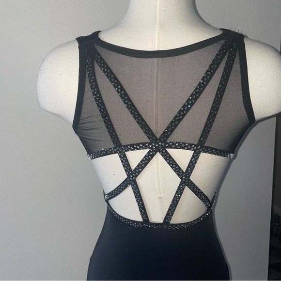 Black rhinestone dance leotard - Picture 4 of 10